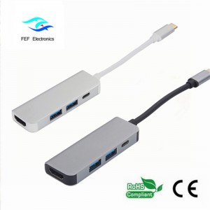 USB Type c / HDMI żeńskie + 2 * USB3.0 żeńskie + SD + TF Konwerter Kod: FEF-USBIC-022