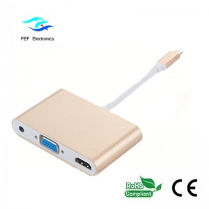 mini displayport / USB 3.1 typ c na HDMI + VGA żeńskie + audio Kod: FEF-DPIC-016