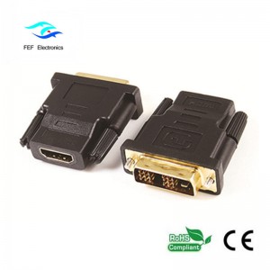 Adapter DVI (24 + 1) męski na żeński HDMI złocony / niklowany Kod: FEF-HD-003