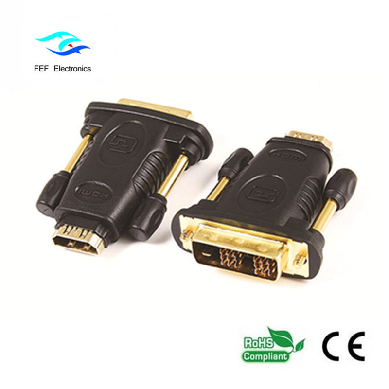 Adapter DVI (24 + 1) męski na żeński HDMI złoty / nikiel Kod: FEF-HD-005